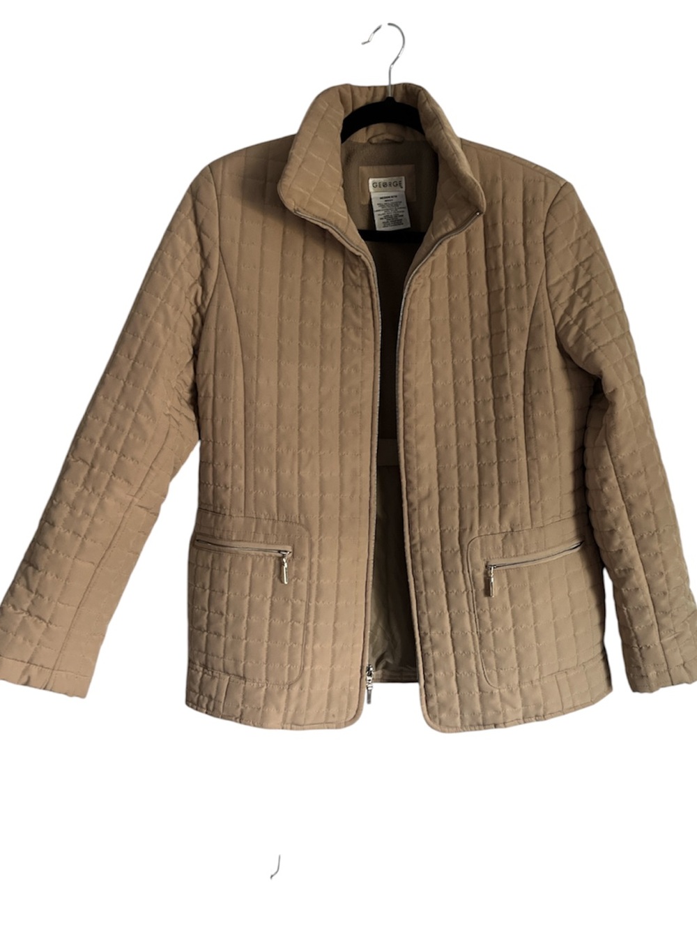 George Quilted Zip Jacket in Camel/Tan
